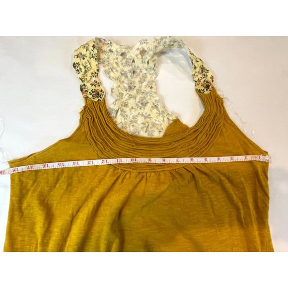 Eyelash Couture Women 100% Cotton Blouse Top Sleeveless Ruffle Neck Yellow SZ XL - Picture 3 of 6